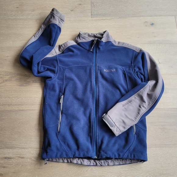 Marmot Blue/Grey Windstopper Fleece Zip Up Jacket Men's sz M - Picture 1 of 10